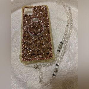 Crystal Embellished Phone Case on a translucent bead chain. Very Attractive